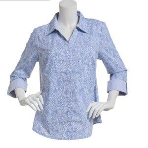 Emily Daniels Paisley Knit Button Down blouse NWT